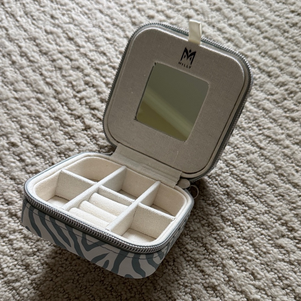 Milly Zebra Pattern Jewelry Organizer - Blue and White
